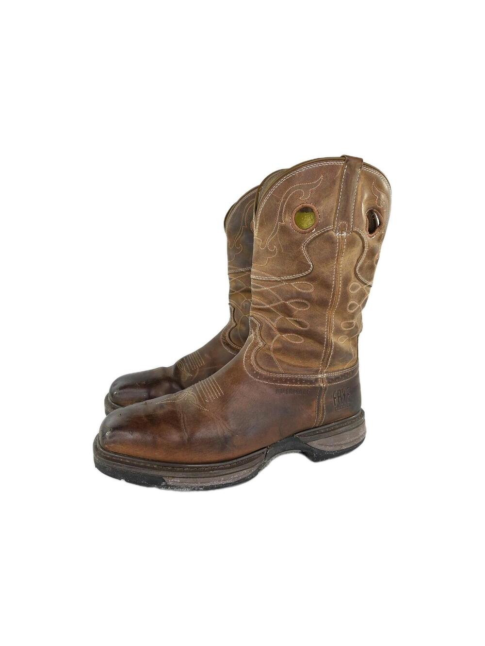 Frye Supply Men's Wellington steel-toe work boots US 12 D Brown Western Cowboy